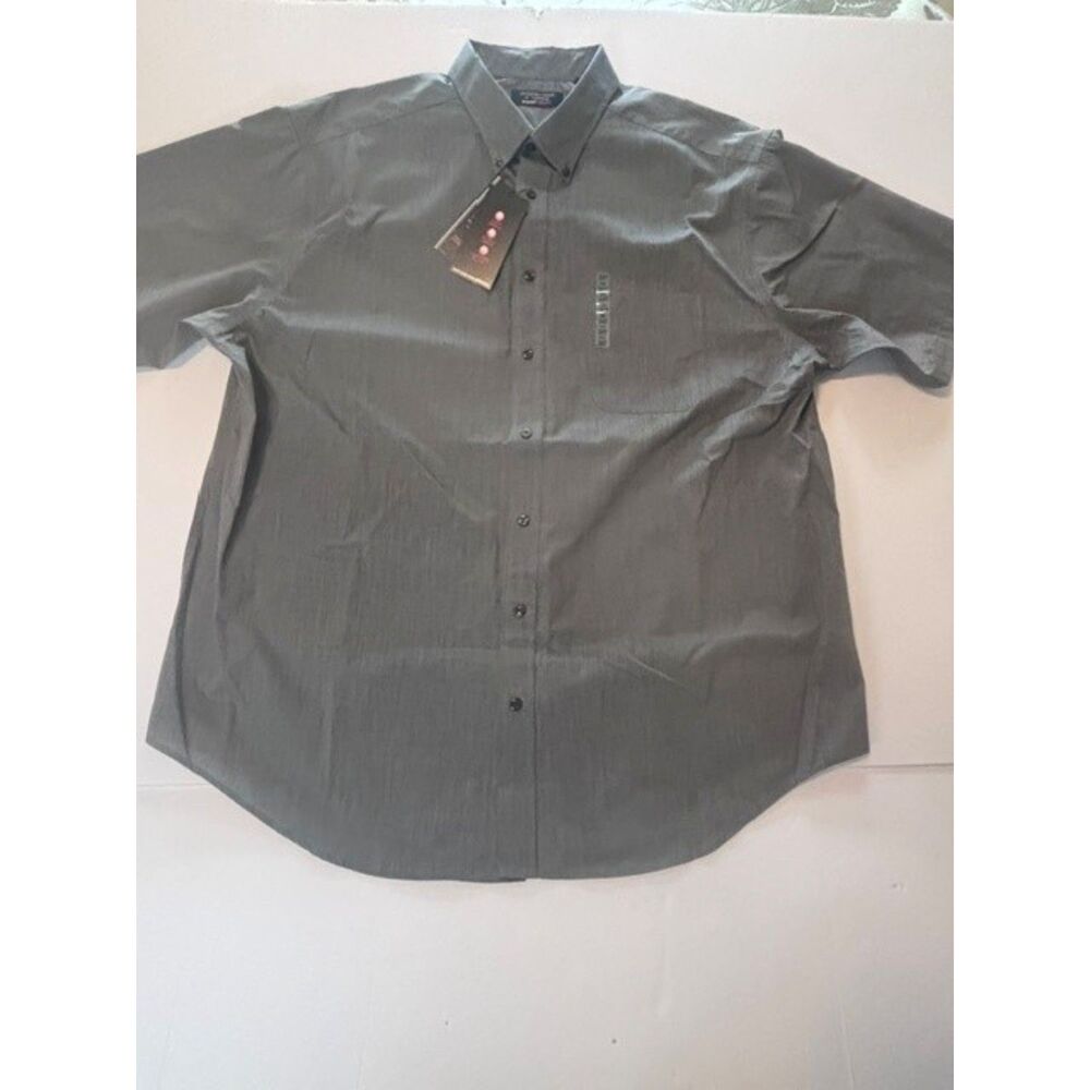 Travel Smart Roundtree & Yorke Men's Shirt Size 3XT Blue Grey Short Sleeve NWT